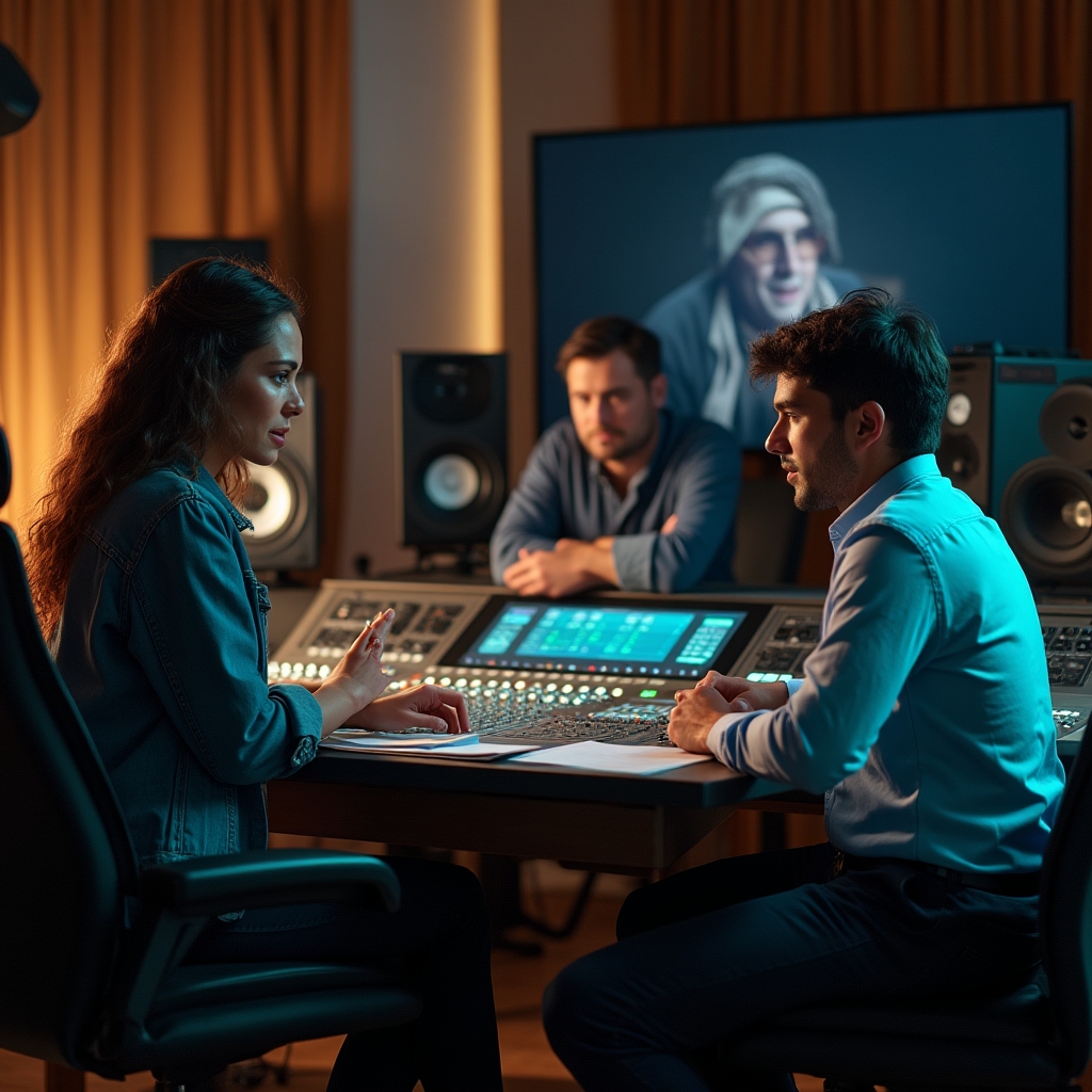 Team des Cebrano Studios im Regieraum bei der Arbeit